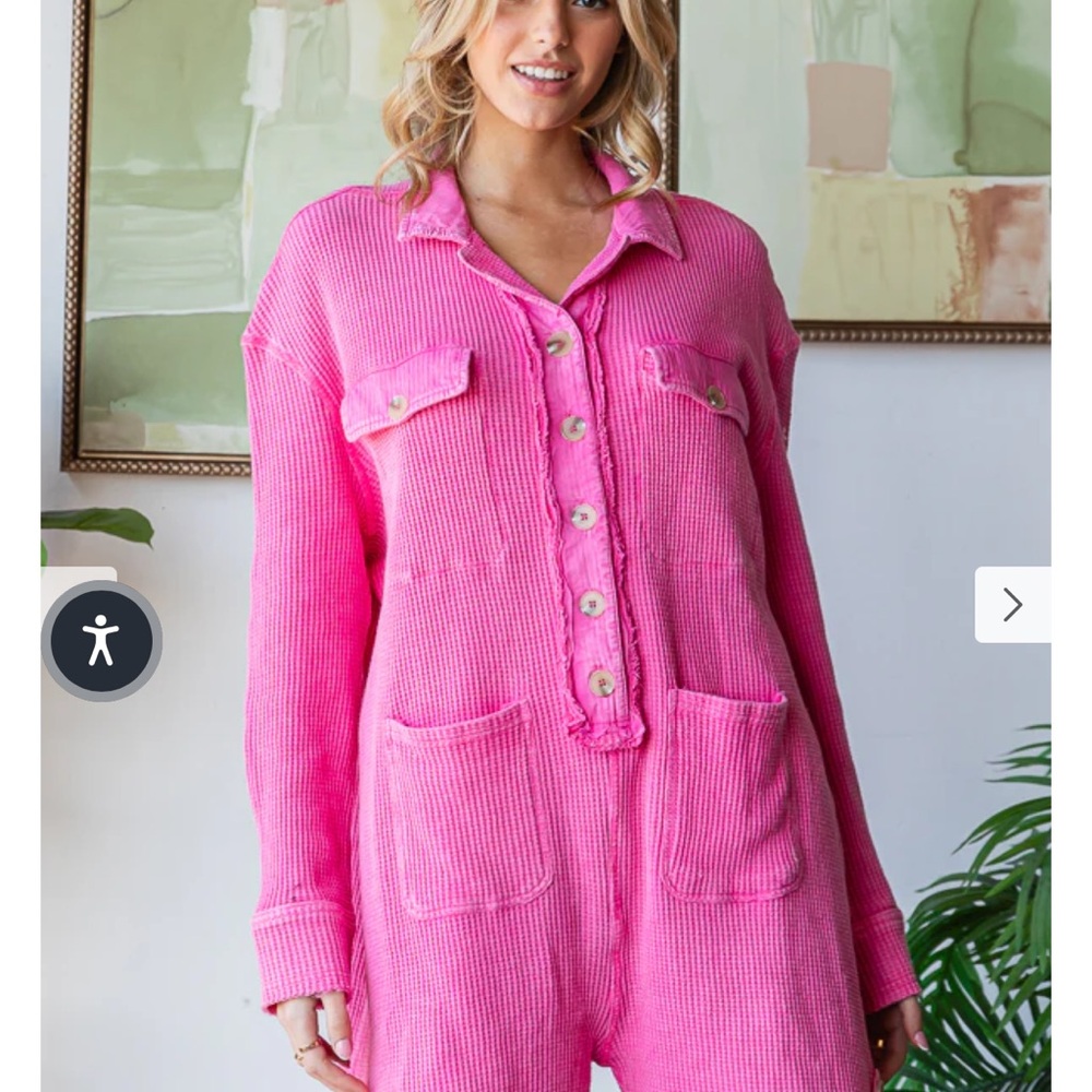 Oli & Hali Vibrant Pink Button-Up romper